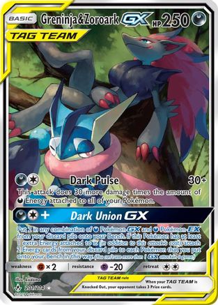 Greninja & Zoroark GX (201) (Alternate Full Art) - SM - Unbroken Bonds #201
