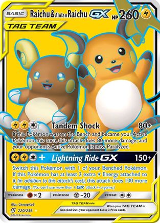 Raichu & Alolan Raichu GX (Full Art) - SM - Unified Minds #220