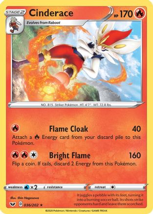 Cinderace (036) - SWSH01: Sword & Shield Base Set #036