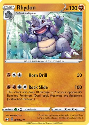 Rhydon - SWSH01: Sword & Shield Base Set #098