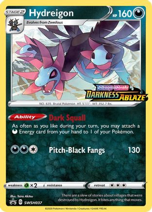 Hydreigon - SWSH037 (Prerelease) - SWSH: Sword & Shield Promo Cards #SWSH037