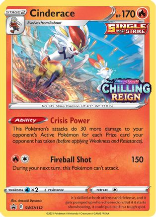 Cinderace - SWSH112 (Prerelease) - SWSH: Sword & Shield Promo Cards #SWSH112