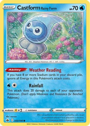 Castform Rainy Form - SWSH06: Chilling Reign #033