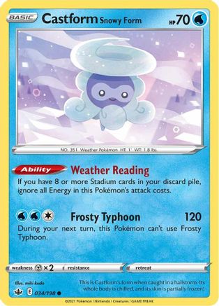 Castform Snowy Form - SWSH06: Chilling Reign #034