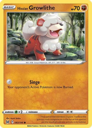 Hisuian Growlithe - SWSH11: Lost Origin #083