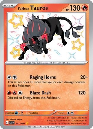 Paldean Tauros - 111/091 - SV: Paldean Fates #111