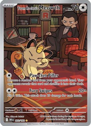 Team Rocket's Meowth - 203/182 - SV10: Destined Rivals #203
