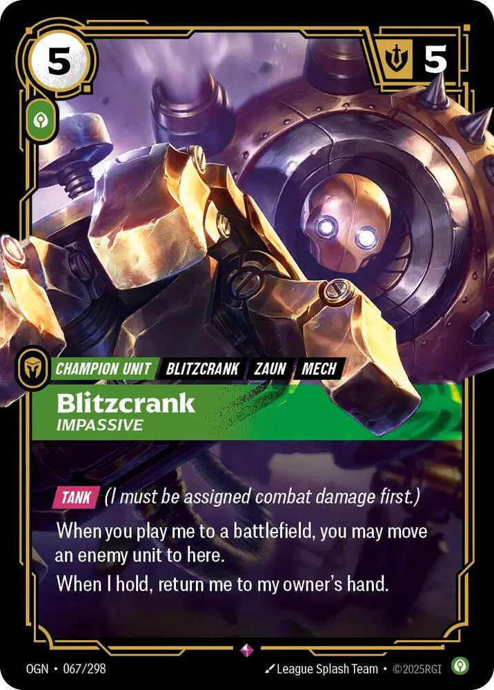 Blitzcrank - Impassive - Origins (OGN) - Rare - 067/298