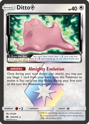 Ditto Prism Star - SM - Lost Thunder #154