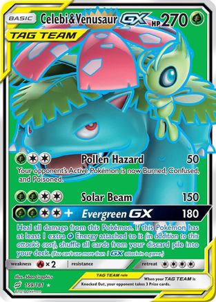 Celebi & Venusaur GX (Full Art) - SM - Team Up #159