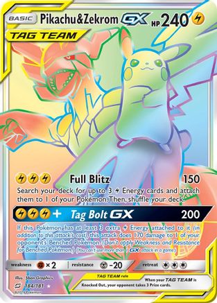 Pikachu & Zekrom GX (Secret) - SM - Team Up #184