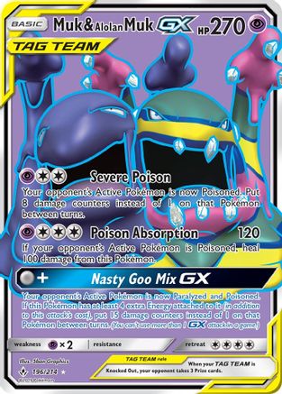 Muk & Alolan Muk GX (196) (Full Art) - SM - Unbroken Bonds #196