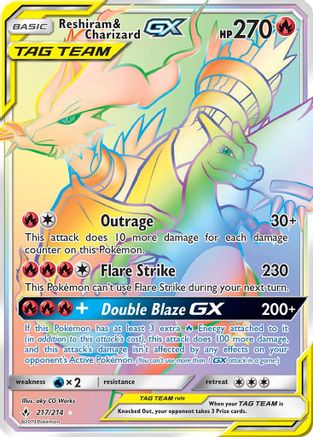 Reshiram & Charizard GX (Secret) - SM - Unbroken Bonds #217