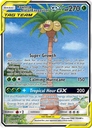 Rowlet & Alolan Exeggutor GX (Alternate Full Art) - SM - Unified Minds #215