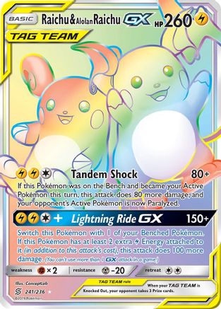 Raichu & Alolan Raichu GX (Secret) - SM - Unified Minds #241