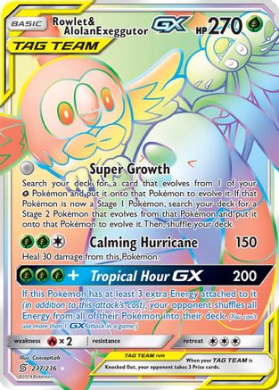 Rowlet & Alolan Exeggutor GX (Secret) - SM - Unified Minds #237