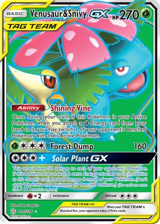 Venusaur & Snivy GX (Full Art) - SM - Cosmic Eclipse #210