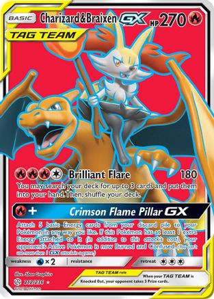 Charizard & Braixen GX (Full Art) - SM - Cosmic Eclipse #212