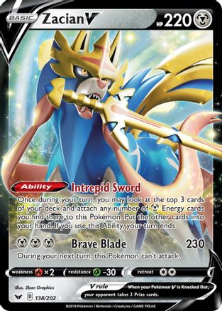 Zacian V - SWSH01: Sword & Shield Base Set #138