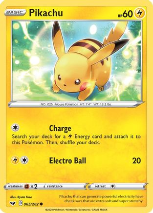 Pikachu - SWSH01: Sword & Shield Base Set #065