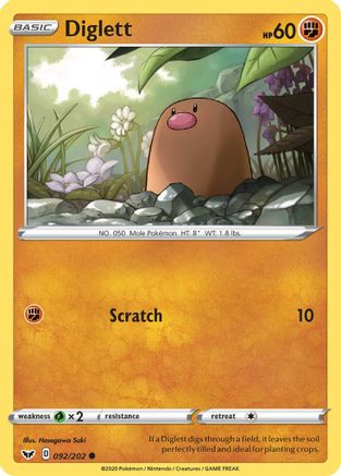 Diglett - SWSH01: Sword & Shield Base Set #092
