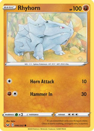Rhyhorn (096) - SWSH01: Sword & Shield Base Set #096
