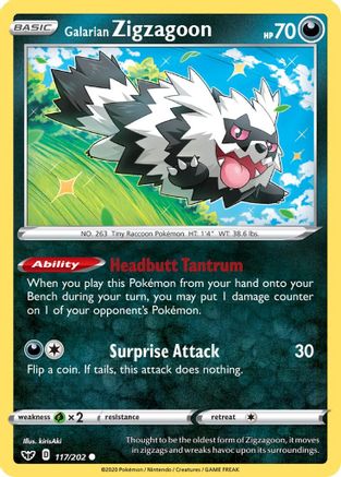 Galarian Zigzagoon - SWSH01: Sword & Shield Base Set #117