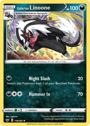 Galarian Linoone - SWSH01: Sword & Shield Base Set #118