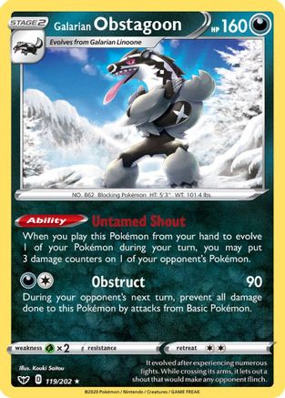 Galarian Obstagoon - SWSH01: Sword & Shield Base Set #119