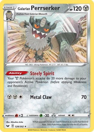 Galarian Perrserker - SWSH01: Sword & Shield Base Set #128