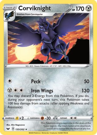 Corviknight - SWSH01: Sword & Shield Base Set #135