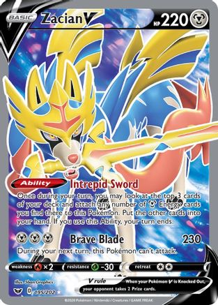 Zacian V (Full Art) - SWSH01: Sword & Shield Base Set #195