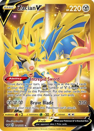 Zacian V (Secret) - SWSH01: Sword & Shield Base Set #211