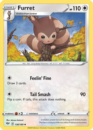 Furret - SWSH03: Darkness Ablaze #136