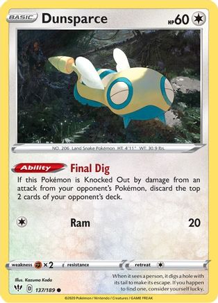 Dunsparce - SWSH03: Darkness Ablaze #137