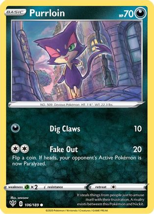 Purrloin - SWSH03: Darkness Ablaze #106