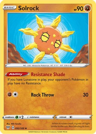 Solrock - SWSH03: Darkness Ablaze #092
