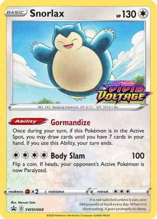 Snorlax - SWSH068 (Prerelease) - SWSH: Sword & Shield Promo Cards #SWSH068