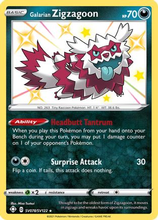Galarian Zigzagoon - Shining Fates: Shiny Vault #SV078
