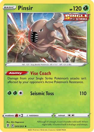 Pinsir - SWSH07: Evolving Skies #001