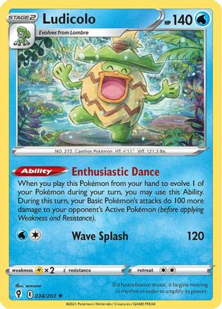 Ludicolo - SWSH07: Evolving Skies #034