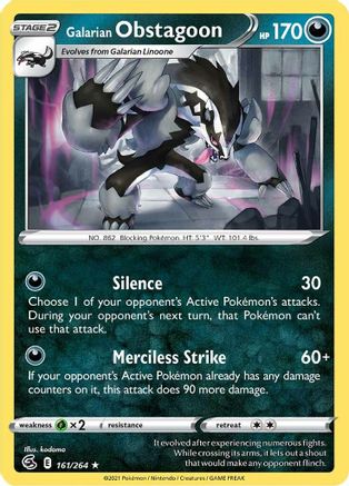 Galarian Obstagoon - SWSH08: Fusion Strike #161