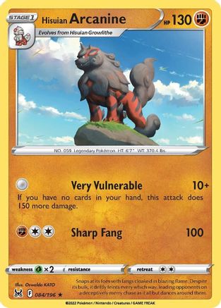 Hisuian Arcanine - SWSH11: Lost Origin #084