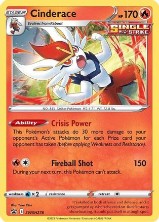 Cinderace - SWSH278 - SWSH: Sword & Shield Promo Cards #SWSH278