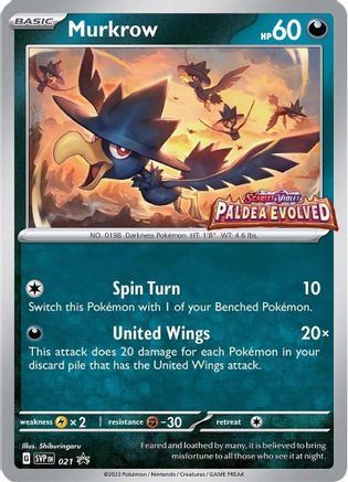 Murkrow - 021 (Prerelease) - SV: Scarlet & Violet Promo Cards #021