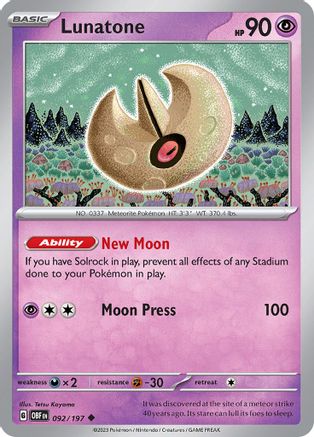 Lunatone - SV03: Obsidian Flames #092