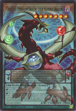 Odd-Eyes Pendulum Dragon, Four Heavenly Dragons (Extended Art) - Magnificent Monsters #MAMO-EN013