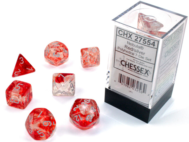 Chessex Dice: Nebula Red/Silver (7 Set)