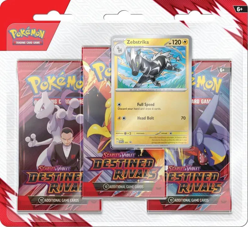 Pokemon - Scarlet and Violet - Destined Rivals - 3 Pack Blister - Zebstrika